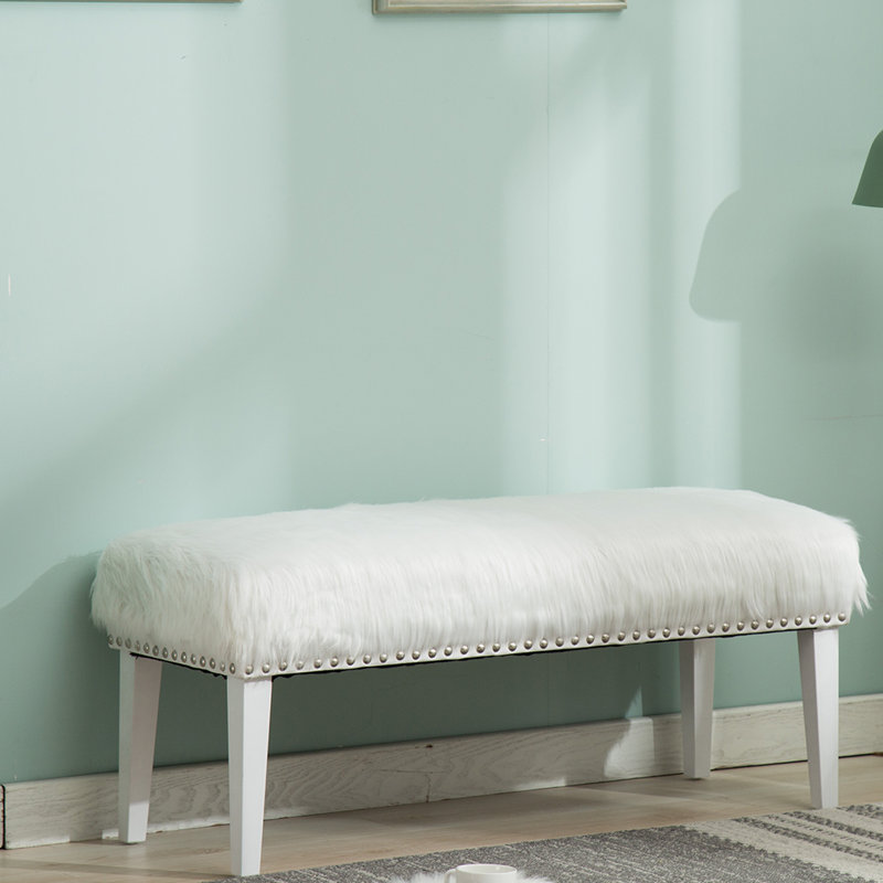 House of Hampton White Faux Fur Ottoman Bench Wayfair.ca
